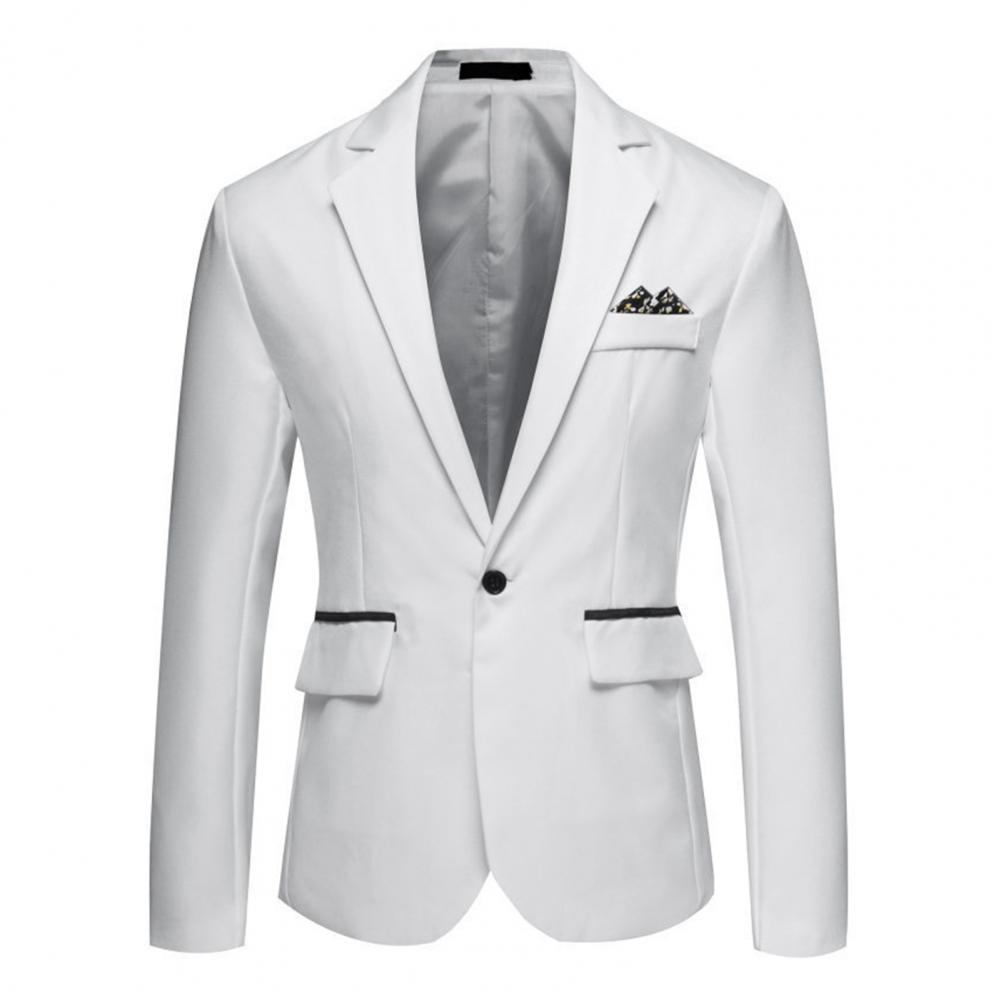 Пиджак с длинным рукавом, элегантный мужской пиджак на весну и осень с лацканами, застежкой на одну пуговицу, карманами с клапанами, формальный для А