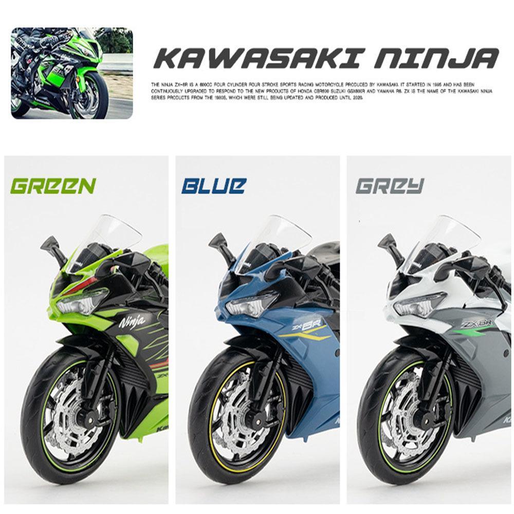 1/12 Kawasaki NIJIA ZX6R Motorcycle Alloy Car Toy Model Front Wheel Left Right Steering Rear Wheel Suspension Vehicle Kids' Gift