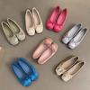 2025 Summer New Round Head Shallow Mouth Single Shoes Soft Leather Ballet Fairy Wind Gentle Pedal Soft Flat Beanie Shoes