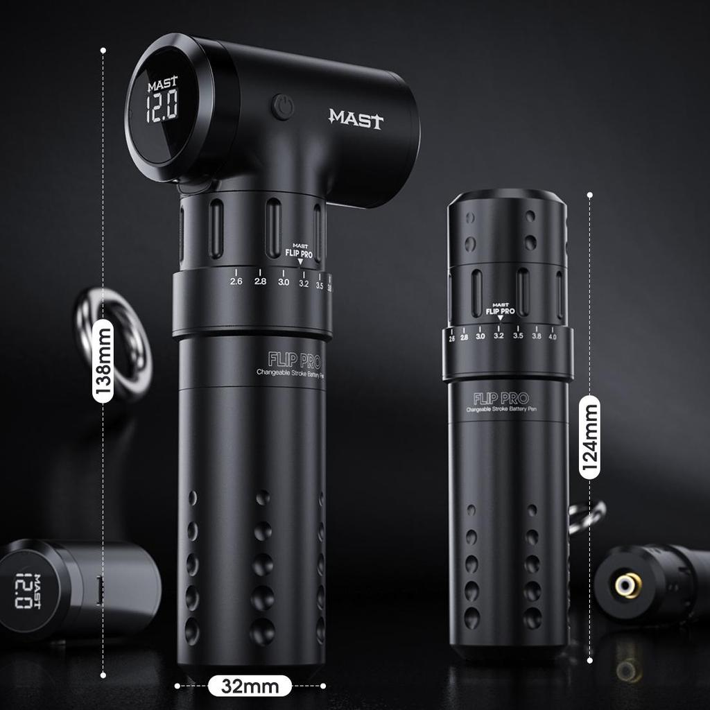 Wireless Tattoo Pen Machine with 2.6-4.0mm Strokes Changeable | Mast Flip Pro