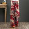 ZANZEA Women Casual Print Loose Elastic Belted Wide Leg Long Trousers