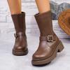 2024 Hot-selling Versatile Warm and Comfortable Women's Boots New Fashion Thick-soled Women's British Style Western Mid-calf