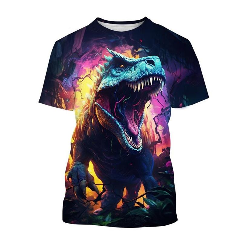 Fashion Animal Dinosaur 3D Printed T-shirt For Men Hot Sale Tyrannosaurus Short-sleeved Round Neck Tee Shirt Casual Street Tops