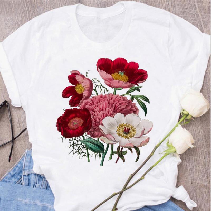 New Red Rose Print Women T Shirt Black T Shirt Harajuku Korean Style Graphic Tops Kawaii Female T-shirt Tops Women T Shirts