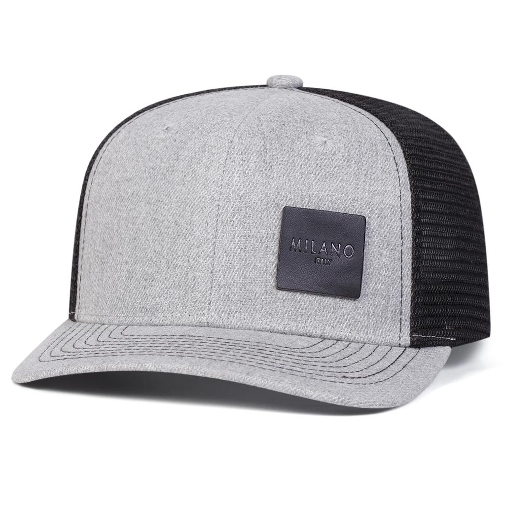 Unisex MILANO Letter Black Leather Label Baseball Net Caps Outdoor Adjustable Spring and Summer Casual Sunscreen Hat
