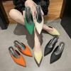 Maogu 2024 Summer Pointed Slides Women Outdoor Soft Leather Stiletto Mules Slippers Elegant Woman Heeled Shoes Sandals Female 40