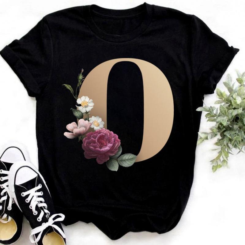 Summer Women's Fashionable Simple Floral Letter Printed Pure Cotton Short Sleeved Women's T-Shirts Women’s