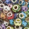 10/25/50pcs Large Hole Acrylic European Spacer Beads Mixed Colors Dog Paw Printed Rondelle Slider Charm Beads with Metal Core