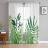 Summer Green Tropical Plants Leaves Sheer Window Curtains For Living Room Kitchen Children Bedroom Voile Hanging Curtain