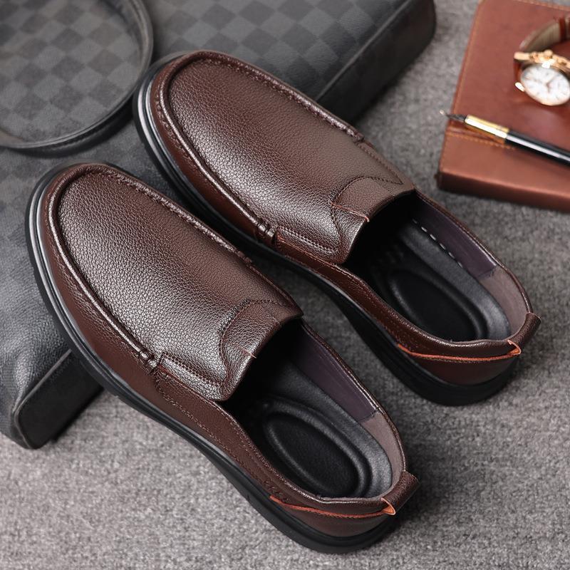 Soft Leather Soft Sole Men's Business Casual Leather Shoes Men's Fashion Breathable Shoes Hundred Towers One Pedal Foot Cover Casual Single Leather S