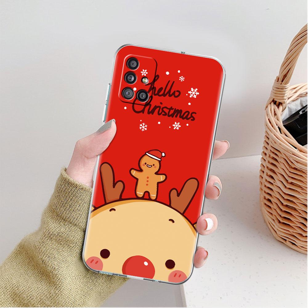 Snow Merry Christmas Clear Case For Samsung Galaxy A52 A12 A51 A32 A21s A71 A32 A22 50 A70 A31 A72 5G Phone Cover