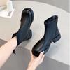 Ankle Square Heel Modern Boots Winter Zip Round Toe Women's Shoes On Sale 2024 Fashion Low Heel Solid Sewing Women's Boots
