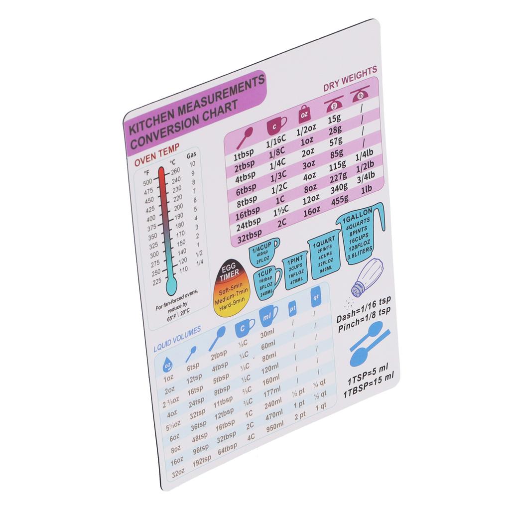 Kitchen Conversion Chart Magnetic Weight Liquid Temperature Guide Cooking Accessory1Pc
