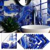 10pcs Blue Marble Tiles Sticker Kitchen Wardrobe Bathroom Home Decor Self-adhesive Crystal Hard Film Art Wall Decals