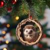 Animal Christmas Ornament Rustic 2D Acrylic Hanging Decoration Round Forest Animal Ornament