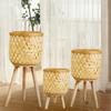 Bamboo Wooden Plant Stand for Living Room or Balcony