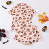 Halloween Pajama Sets for Women Button Down Short Sleeve 2 Piece Sleepwear Pumpkin Print Shirts And Shorts Pjs Lounge Set