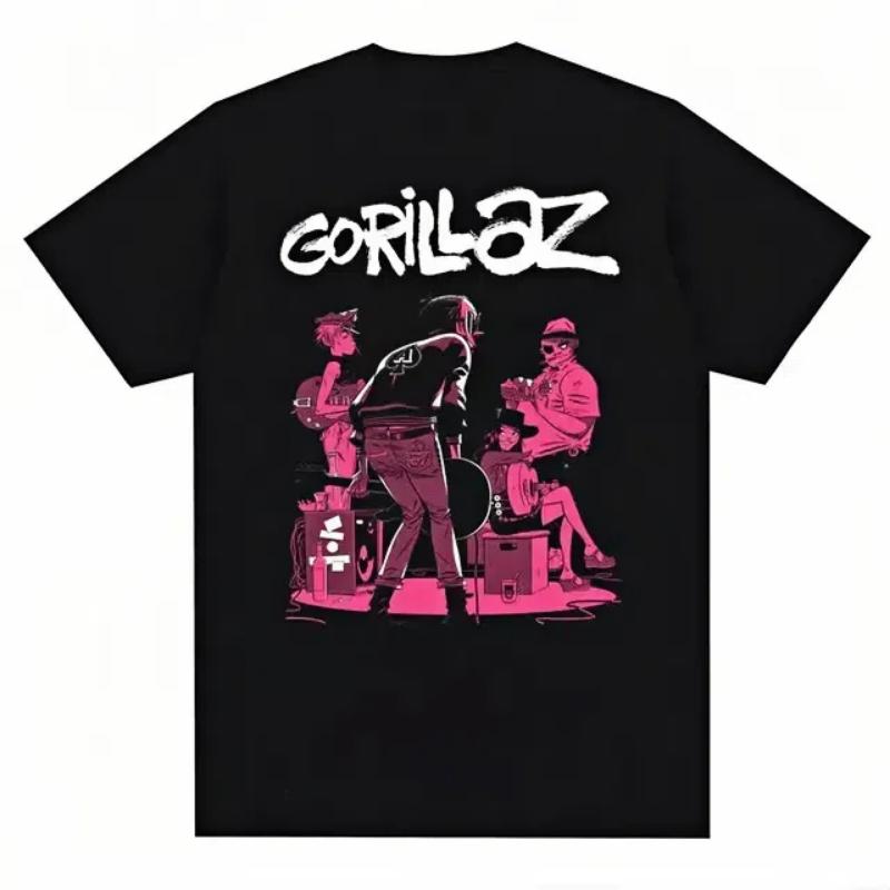 Music Band Gorillazs Punk Rock Print T Shirt 90s Casual Fashion Short Sleeve Plus Size T Shirt Unisex