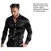 Men's Satin Glossy Shirt Solid Color Long Sleeve Smooth Dress Shirt Lapel