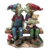 [R7086] - Figurine 'Pixie Couple' Bench Kiss - 10x10x6 Cm