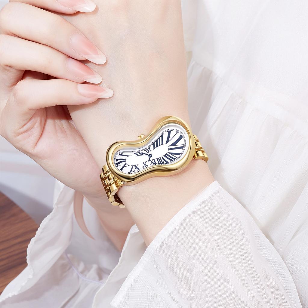 New Irregular Shaped Watch Melting Twisted Shape Fashionable Retro Niche Men's Watch Ins Style Quartz Watch