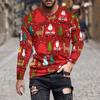 Spring And Autumn Men Simple Loose Trend Simple Cartoon Christmas Style Illustration Pattern With Leisure Long-Sleeved T-Shirt