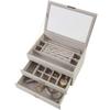Jewelry Box Large Capacity Drawer Stylish Accessory Case 3 Tiers Light Gray W26 X D18 X H14cm