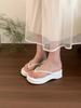 Wedge Heel Heightened Pinch Flip-flops Fairy Shoes 2025 New Summer Outer Wear Holiday Thick-soled Sandals