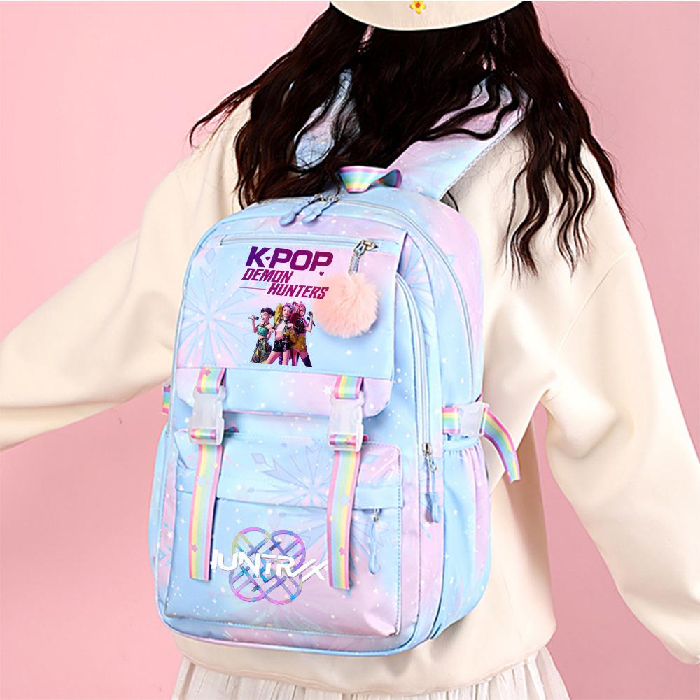 Cute Anime K-Pop Demon Hunters Printed Large Capacity Waterproof Backpack Teenger Student Girl Boy Schoolbag Bookbag Women Travel Bag Rucksak