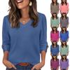Women's Fashion Casual Solid Color V-neck  T-shirt Top