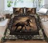 3D Horse Pattern Bedding Single Double Bed Full Size Animal Print Pillowcase and Quilt Cover Microfiber Washable Home Decoration