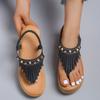 Large Tassel Open Toe Women Sandals Platform Sandals  Sparkling Sleeves, Soft Sole Wedge Zapatos De Muje