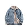 2024 Men Light Blue Winter Jean Jackets Outerwear Warm Denim Coats New Men Wool Liner Thick Winter Denim Jackets