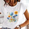 (Asian Size) Casual Watercolor Flower Trend 90s Printed Tee Top Short Sleeve T Shirt Fashion Women Clothing O-neck Ladies Female Graphic T-shirts
