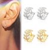 Women Rhinestone Willow Leaf Temperament Ear Clip Piercing Earrings Jewelry
