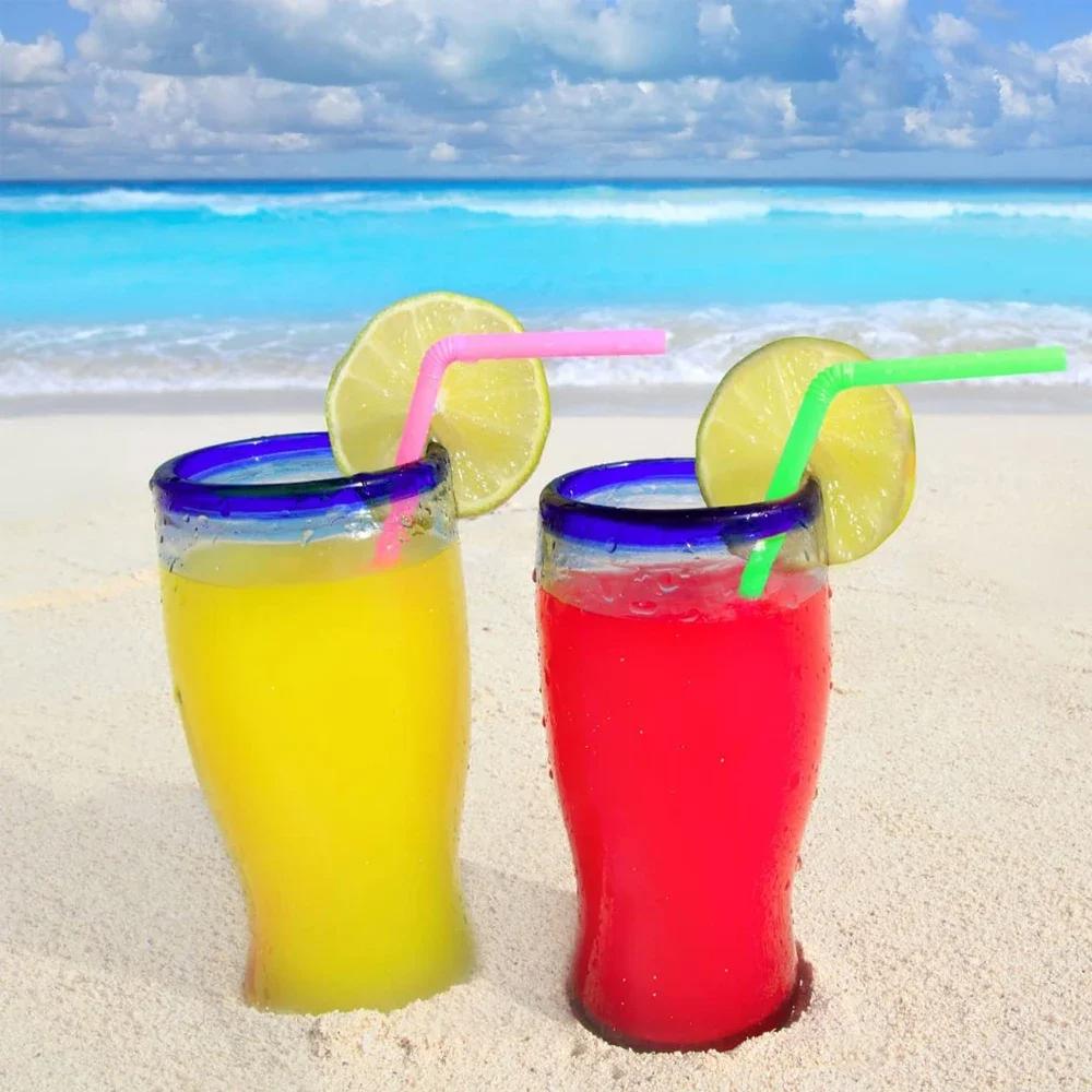 100-1000PCS Multicolor Kunststof Straws Pajitas Straw Wholesale Flexible Disposable Straw