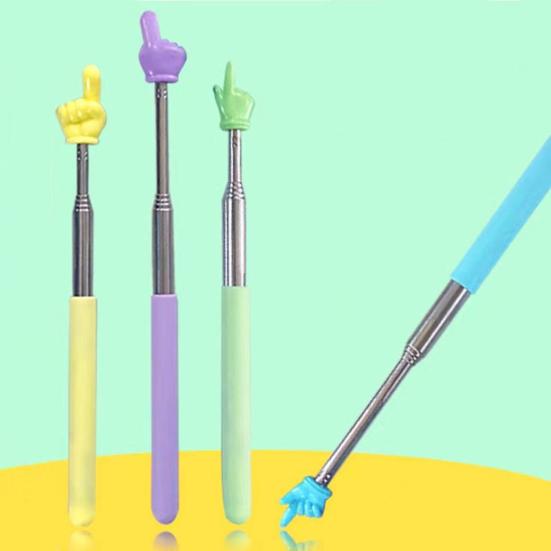 Telescopic Teacher Pointer Portable Mini Anti-slip Finger Shape Multi-functional Handheld Blackboard Presenter Stick School Classroom Supplies