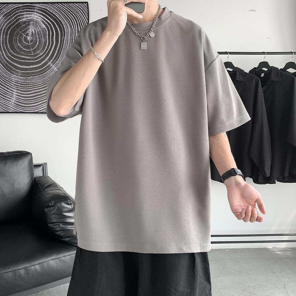 Short Large Loose Summer Gray 3XL [Hiboss] Men's T-shirt, Sleeve, Size, Plain, 5/8 Sleeve, Stylish, Fit, Clothes, Men's,