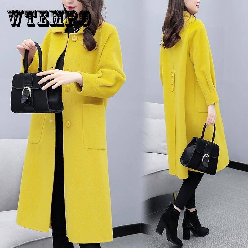 Women Coat Winter Woollen Blends Coats Autumn Winter Long Sleeve Casual Outwear Jackets Coat