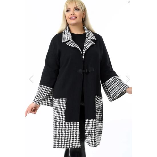 Houndstooth Patterned Comfortable and Flowy Style Long Cardigan with Sleeve Pockets