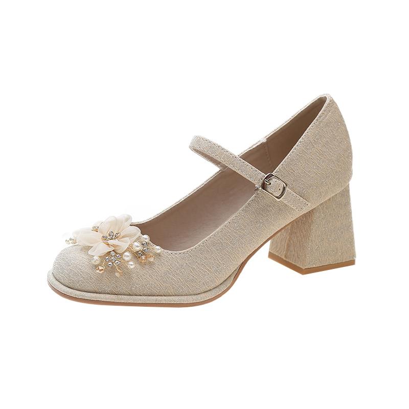 Fashion 2025 New Elegant and Fashionable High Heels Women Spring Chunky and Sweet One-line Buckle with Skirt Mary Jane Single Shoes