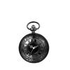 Pocket Watch Antique Roman Analog Display Waterproof Skeleton with Lid Pendant Necklace Pocket Watch with Chain Black Retro Fashion Accessory