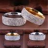 Size8-12 Women/Men Unisex Inlaid Weddig Full Filled Zircon Stainless Steel Band Ring