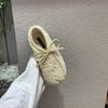 Wool Version! Sweet and White Round Head Inner Height-increasing Fluffy Shoes for Women Outside Winter Velvet Warm Bean Cotton Shoes