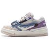 Li Ning 001 Btc Mega Versatile Retro Skate Shoes Non-Slip Wear-Resistant Shock Absorption Support Women Sneakers White Blue Purple AGCU004-3