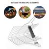 Wooden Handle Grilling Basket BBQ Grilling Basket Folding Fish Grill Basket with Detachable Handle for Household Outdoor Camping
