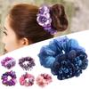 Fashion Bun Hair Ring Beads Faux Pearl Elegant Flower Decor Hair Scrunchy