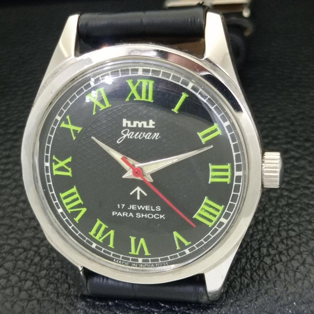 VINTAGE HMT JAWAN HAND-WINDING INDIAN MENS BLACK COLOR DIAL WATCH A700299-5 R202-a700299