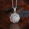 Elegant Flower Shape Design Pendant Natural Round 6.0mm Opal 925 Sterling Silver Necklace Fine Jewelry for Women Birthday Gifts