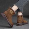 Winter Plush Warm Short Boots Retro Comfortable Genuine Leather Solid Color Versatile Women's Shoes